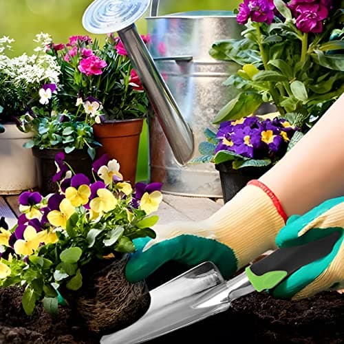 Garden Shovel Hand Trowel Mini Shovel Garden Tools Cast-Aluminum Heavy Duty Gardening Tool Soft Rubberized Non-Slip Handle Potting Tools for Planting, Transplanting, Weeding, Digging Soil (Green)