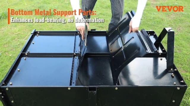 VEVOR Heavy Duty ATV Dump Cart - Steel Tow Behind trailer, 750 lbs, 15 Cubic Feet Garden Utility with Removable Sides