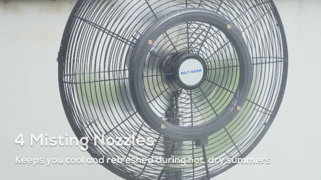 BILT HARD 20" Oscillating High-Velocity Outdoor Wall Misting Fan, 3-Speed Patio Fans for Outside, 80° Oscillation, Waterproof, Industrial Wall Mount Fan for Outdoor- UL Listed