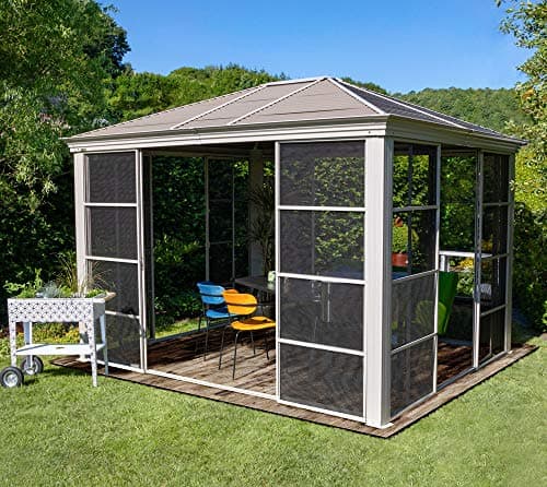 Sojag 10' x 12' Striano Hardtop Gazebo Screen House Outdoor Weather-Resistant Aluminum Frame Sun Shelter