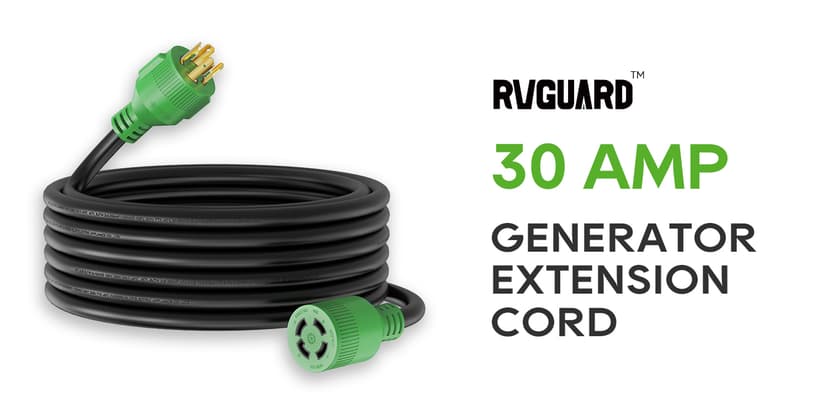 RVGUARD 4 Prong 30 Amp 25 Foot Generator Extension Cord, NEMA L14-30P/L14-30R, 125/250V Up to 7500W 10 Gauge SJTW Generator Cord with Cord Organizer, ETL Listed