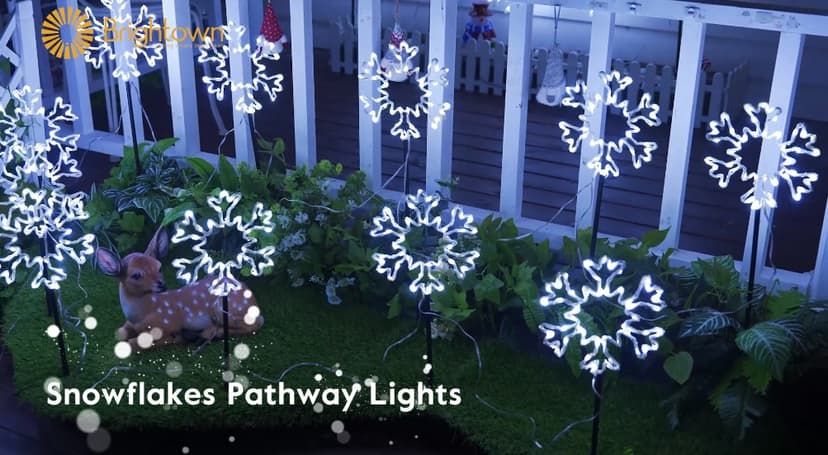 Snowflakes Christmas Pathway Lights Outdoor, 10 Large Snowflakes Christmas Decorations Outdoor Yard, Pathway Marker Stake Lights for Patio Ground Path Sidewalk Walkway Driveway