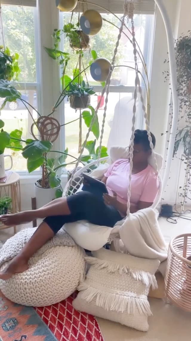 SONGMICS Hanging Chair, Hammock Chair with Large, Thick Cushion, Boho Swing Chair for Bedroom, Patio, Balcony, Garden, Holds up to 264 lb, Accessories Included, Cream White UGDC042M01