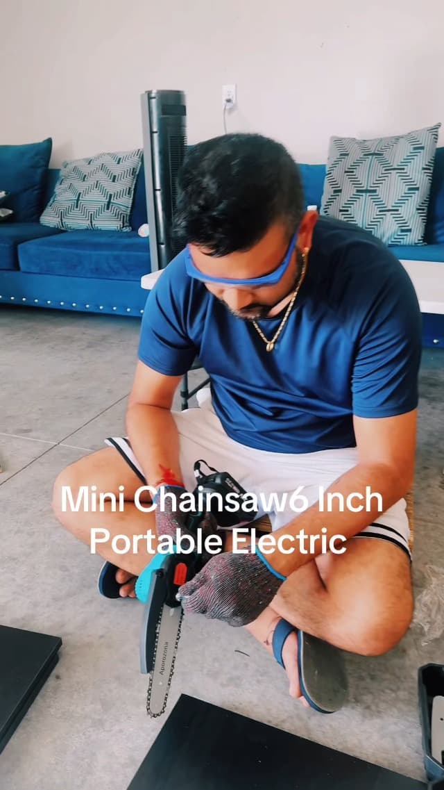 Mini Chainsaw Cordless 6 inch & 4 inch,2-in-1 Portable Electric Chain Saw Set, Handheld Chainsaw with 2 Batteries & Safety Lock for Tree Trimming, Wood Cutting, Garden & Home Use