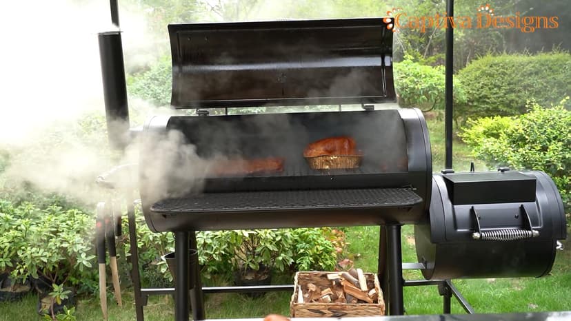 Captiva Designs Heavy Duty Outdoor Smoker,Extra Large Cooking Area(941 sq.in. in Total) Offset Smoker, Best Charcoal Smoker and Grill Combo for Outdoor Garden Patio and Backyard Cooking