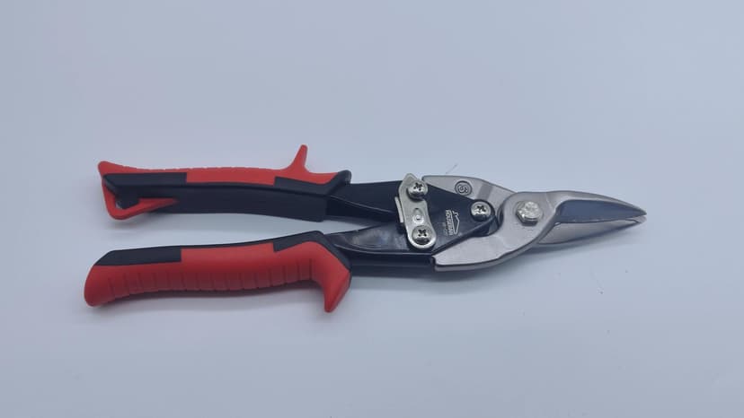Aviation Snips, 10 Inch Tin Snips, Straight Cut, Heavy Duty Sheet Metal Cutter with Safety Lock and Non-slip Handle, CR-V Steel Sharp Teeth, Shears Scissors for Cutting Metal Sheet