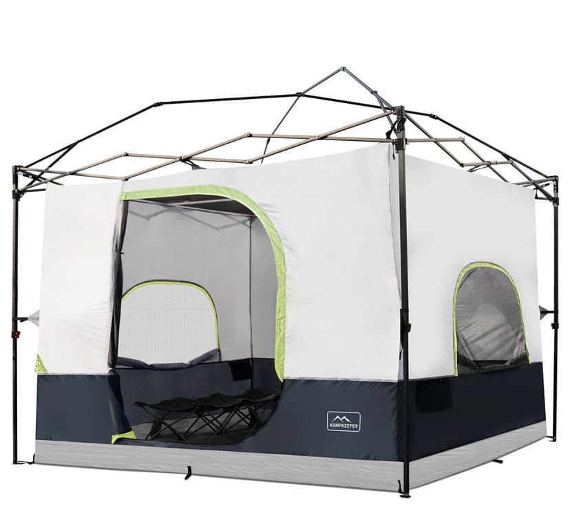 KAMPKEEPER Camping Cube, Converts 10'x10' Straight Leg Canopy into Inner Pop Up Tent, with 1 Dog Hole–Fully Vented Roof(Canopy & Frame NOT Included), Navy Blue