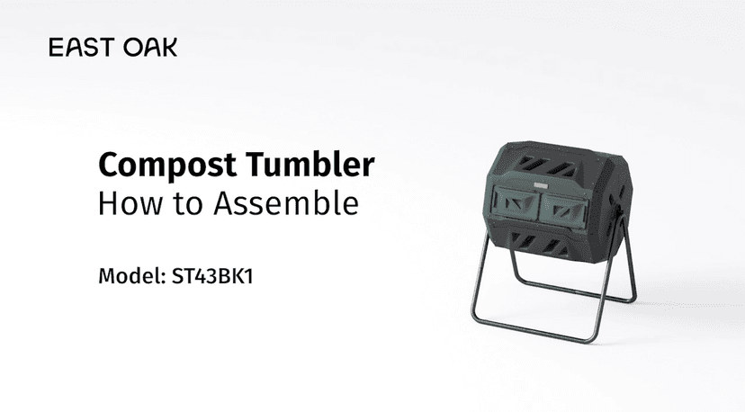 EAST OAK Compost Tumbler Outdoor, 43-Gal Dual Chamber Compost Bin with 2 Sliding Door and Aeration System, Tumbling Rotating Composter Bin for Kitchen, Garden, Yard