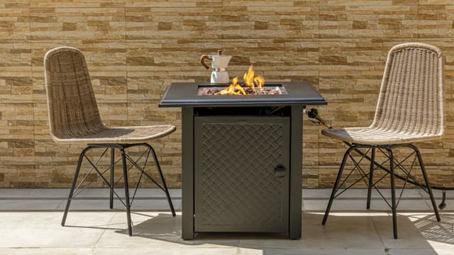 28 Inch Propane Fire Pit Table, 50,000 BTU Steel Gas Fire Pits for Outside,Outdoor Gas Firepit with Lid and Lava Rocks,CSA Certified Propane Firepit for Paito Garden Backyard,Add Warmth to Gatherings