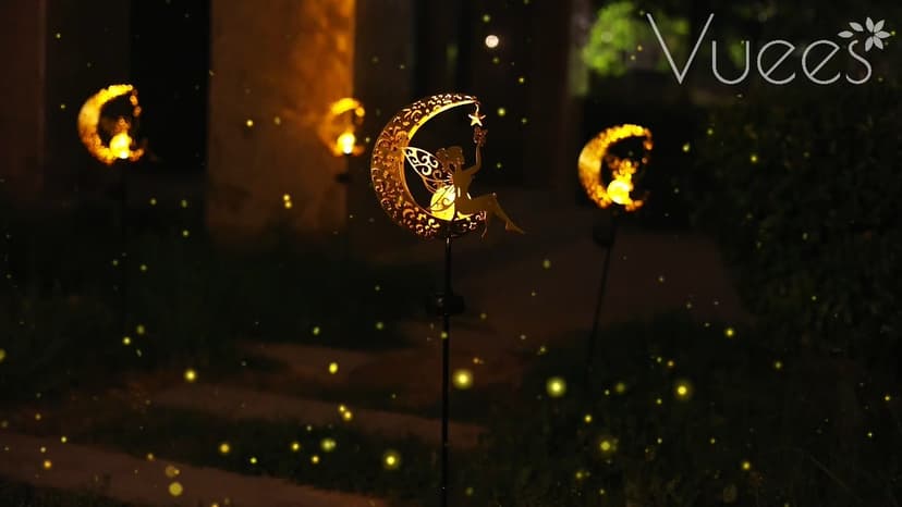 Solar Garden Statues Outdoor Decor, Fairy Moon Figurine Light Stake, Housewarming Ornament for Patio, Lawn, Yard, Pathway - Unique Gift Ideas for Gardening Mom Grandma