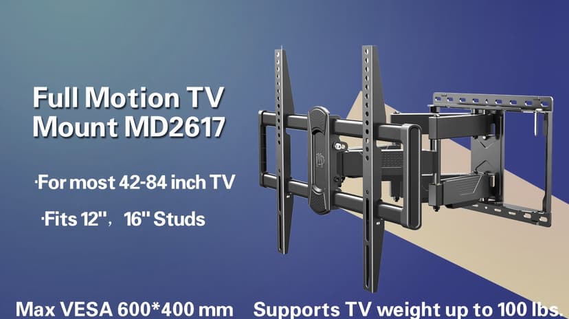 Mounting Dream UL Listed TV Wall Mount for Most 42-84 Inch TV, Full Motion TV Mount with Swivel and Tilt, TV Bracket with Articulating Dual Arms, Fits 16inch Studs, Max VESA 600X400 mm, 100 lbs,MD2617