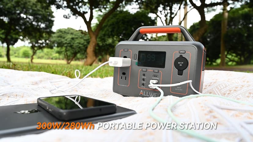 ALLWEI Portable Power Station 300W, 280Wh Solar Generator with 110V Pure Sine Wave AC Outlet, Backup Lithium Battery Generator for CPAP Outdoor RV Camping Emergency Home Use