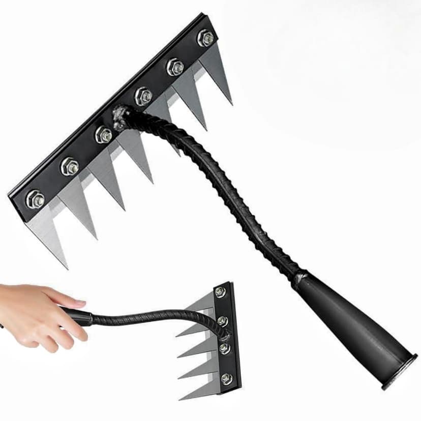 Iron Rake 2.0, Weed Puller Tool, Gardenia Iron Weeding Rake, Carbon Steel Garden Weeding Iron Weeding rake, Detachable Gardening Hand Weeder Puller Tool for Gardening and Weeding (8 Tooth)