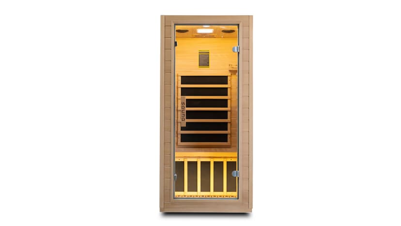 Infrared Home Sauna Room 1 Person Hemlock Wooden Indoor Dry Sauna，Low EMF 1200W/110V Heaters Panels,LCD Control Panel,10 Minutes Pre-Warm up,Time and Temp Pre-Set,1-Year Aftersale