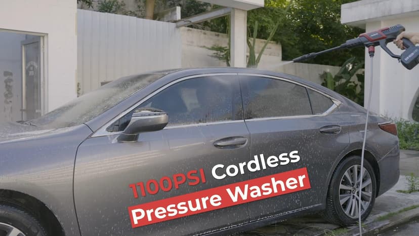 Cordless Pressure Washer - 1100 PSI BRUSHLESS Portable Cleaner with 2X 4.0Ah Batteries,3 Faucet Adapters,Garden Hose Connector,2 Adjustable Modes with 0-180° Nozzle,Car Washing Gun/Patios/Boats