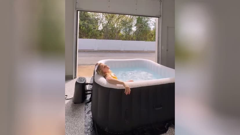 4-6 Person Inflatable Hot Tub, Large Square Portable Blow up Hot Tub, Leak-Proof PVC Outdoor Spa with 130 Air Jets, Insulated Cover and Heater Pump, 73” X 73”X 25”