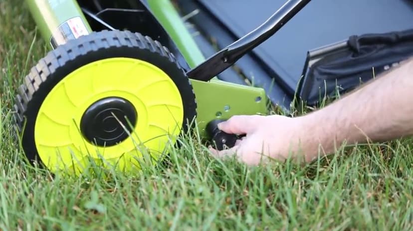 Sun Joe MJ500M 16-Inch Manual Reel Mower w/Adjustable Cutting Height, 6.6-Gallon Removable Grass Catcher, 5 Steel Blades, 2-Wheels