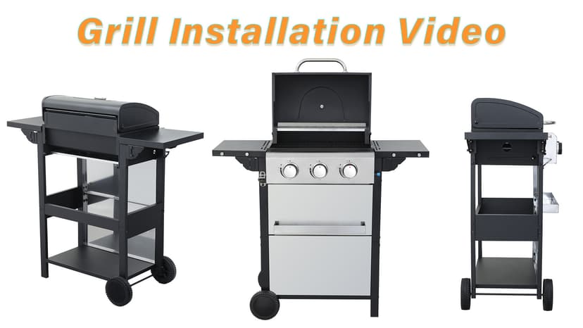 3 Burner Small Propane Gas Grill with Porcelain-Enameled Grates & Thermometer, Stainless Steel BBQ Grill 25650 BTU with Folding Side Tables for Outdoor Cooking Kitchen, Garden, Patio