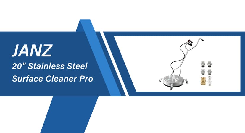 janz 20" Pressure Washer Surface Cleaner with 4 Wheels,Dual Handle,Stainless Steel Housing, 4 Replacement Nozzles and 2 Hose Adapters,Ideal for Driveways, Sidewalks,Patios,Decks Cleaning