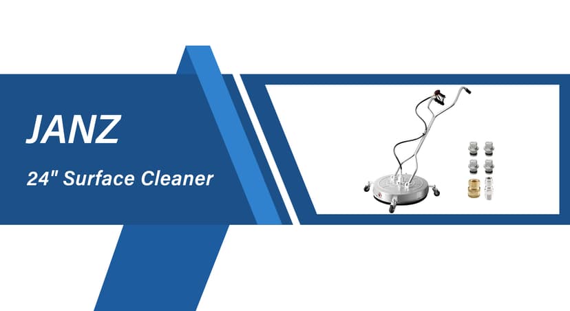 janz 24'' Pressure Washer Surface Cleaner with 4 Wheels,Dual Handle,Stainless Steel Housing, 4 Replacement Nozzle Cores and 2 Hose Adapters,Ideal for Driveways, Sidewalks,Patios,Decks Cleaning