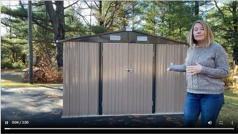 Patiowell 10 x 12 FT Metal Storage Shed for Outdoor, Steel Yard Shed with Design of Lockable Doors, Utility and Tool Storage for Garden, Backyard, Patio, Outside use,Brown