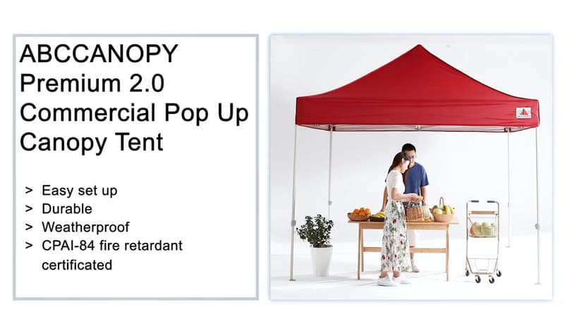 ABCCANOPY Commercial Pop Up Canopy Tent 10x10 Premium-Series, White