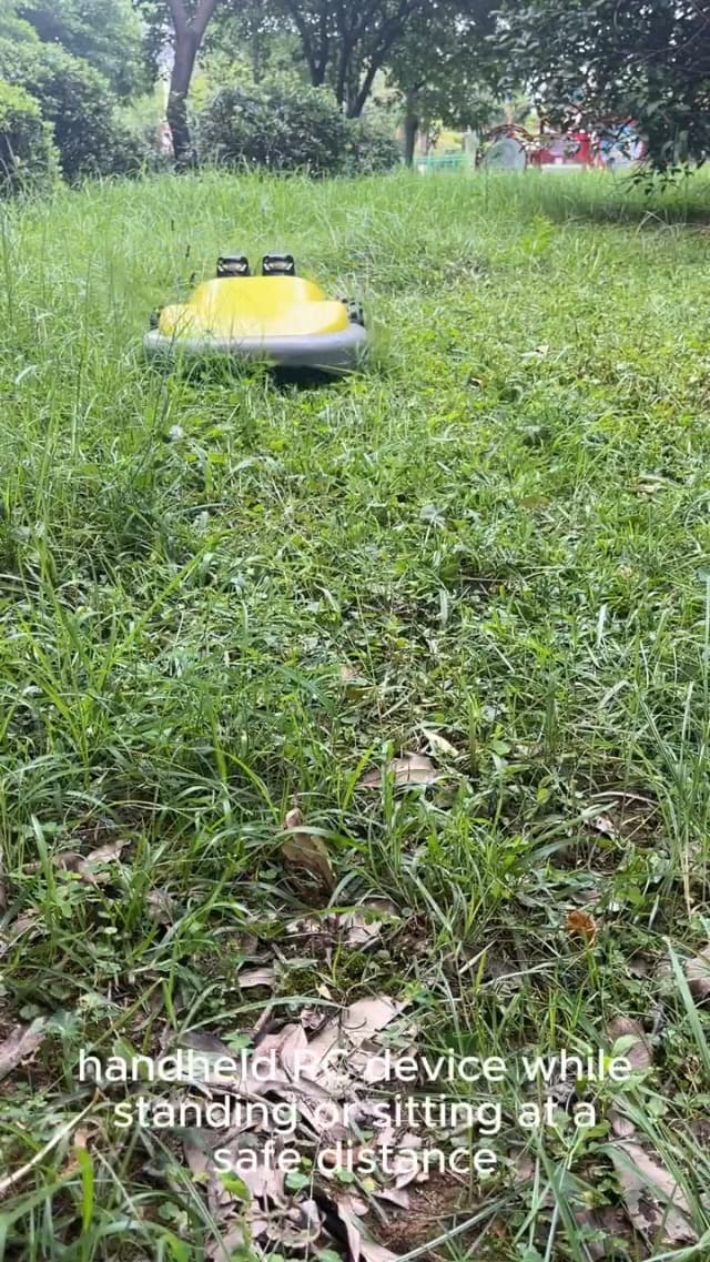 Remote Control Lawn Mower, Battery Powered Rc Lawn Mower, Cut Height 2.0"-3.0", 40% Slope, Remote Control with Adjustable Speeds, 100% Electric All-Wheel Drive