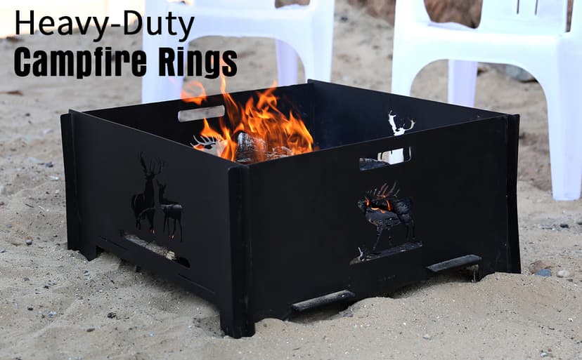 Portable Plug Fire Pit, 15.8 Inch Collapsible Firepits for Outside Wood Burning, Folding Outdoor Indoor Accessories for BBQ Camping Travel or Picnic, Foldable Fire Pits Bonfire of Backyard Patio