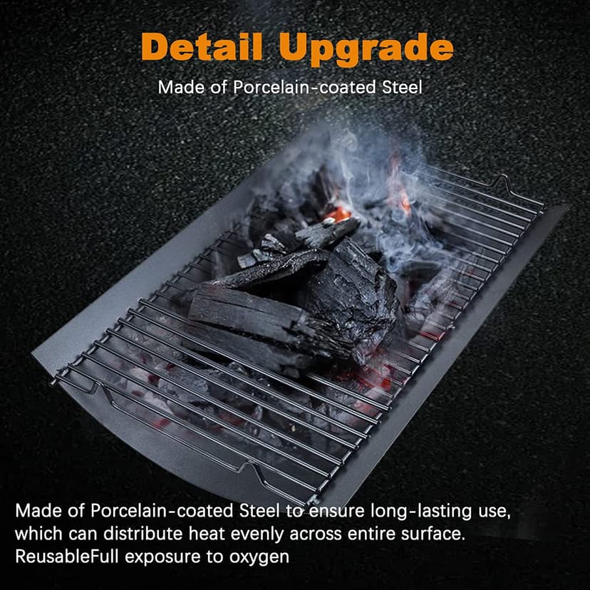 Uniflasy 20 Inches Ash Pan/Ash Grate for Chargriller 5050, 5072, 5650, 2123, 2223, 2823 Charcoal Grills, Char-Griller Model 200157, Chargriller Replacement Part with 2pcs Fire Grate Hanger