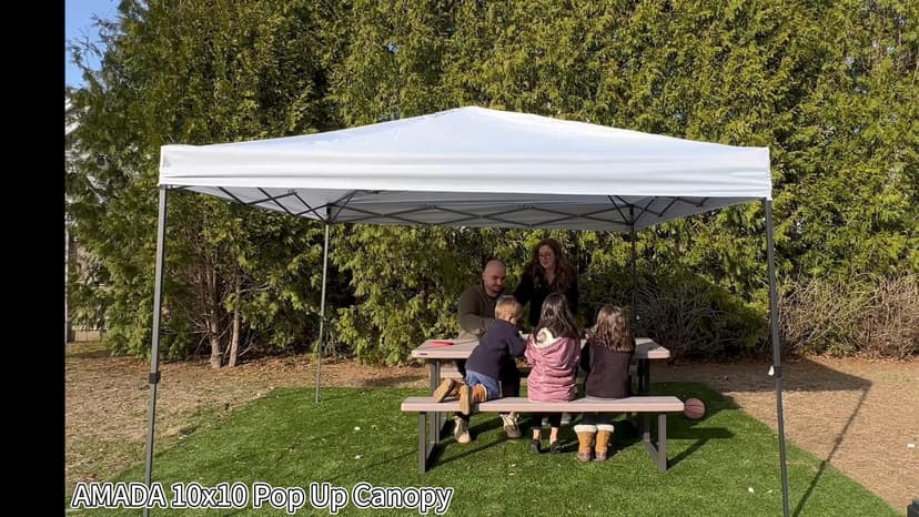 Amada 10x10ft 1-Person Setup Pop Up Canopy Tent - Easy Outdoor Sun Shade for Events, Parties, Camping, Gazebo with Wheel Cover Bag, Beach Tent with 3-Speed Adjustable Height,Blue