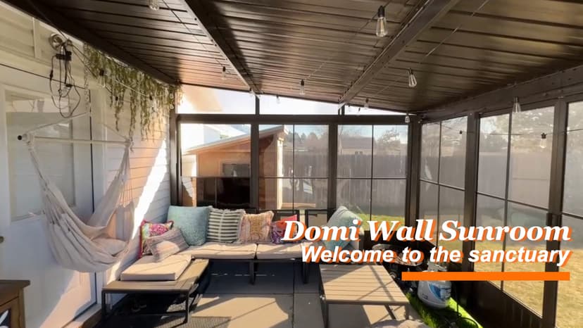 Domi 10'x12' Wall Mounted Sunroom Kit, Small Patio Solarium All Season, Aluminum Enclosed Gazebo with Galvanized Steel Roof, 2 Sliding Doors, Removable PVC Screen, Lean to Sun Room for Backyard, Deck