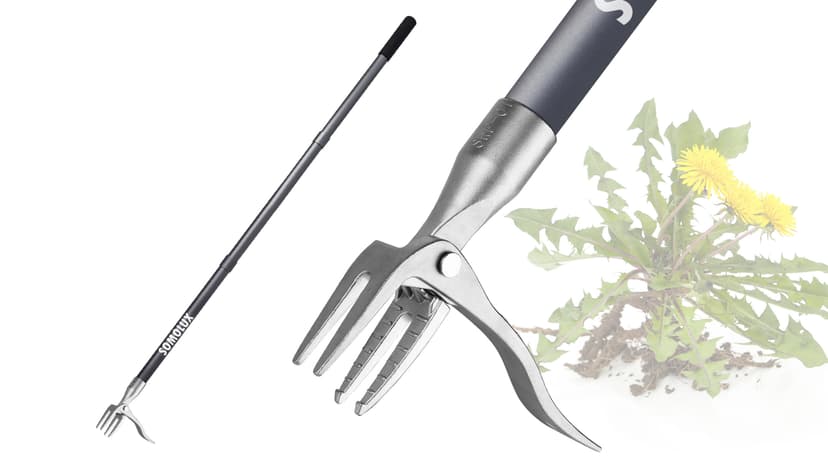SOMOLUX 52'' Weed Puller Stand-up Weeder Weeding Tool for Gardening Heavy-Duty Stainless Steel Claw with Long Metal Handle Weed Remove Tool for Lawn/Yard and Garden Without Bending or Kneeling