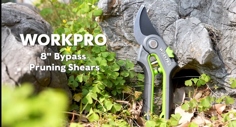 WORKPRO Bypass Pruning Shears, 8’’ Stainless Steel Gardening Hand Pruner, Professional Garden Trimming Scissors with Sharp SK5 Steel Blades, Ideal Garden Tool,Green