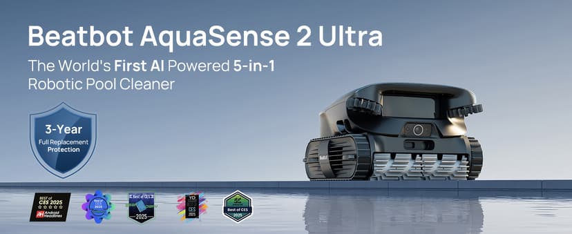 Beatbot AquaSense 2 Ultra Cordless Pool Vacuum Robot for Complex Pools, Pool Mapping with AI Camera, 5-in-1 Cleaning, Smart Surface Parking, Water Surface Cleaning, Water Clarification – Midnight Blue