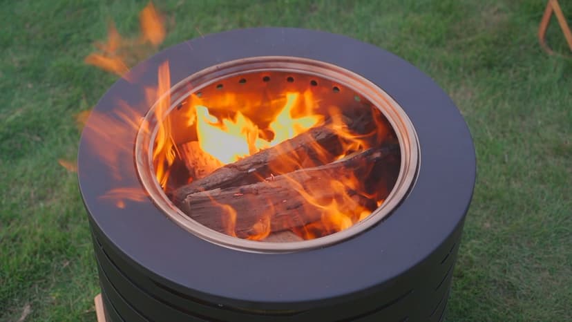 Low Smoke Fire Pit, 19 Inch Stainless Steel Portable Fire Pit for Wood Burning, Outdoor Fire Pit Perfect for Camping or Backyard, Includes Fire Poker, Stand, Cloth Cover and Grill Rack