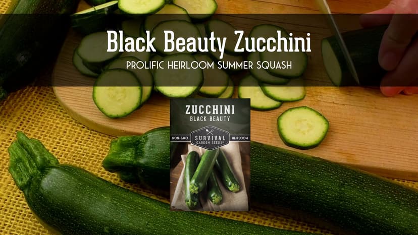 Survival Garden Seeds - Black Beauty Zucchini Seed for Planting - 1 Pack with Instructions to Plant & Grow Dark Green Summer Squash Plants in Your Home Vegetable Garden - Non-GMO Heirloom Variety