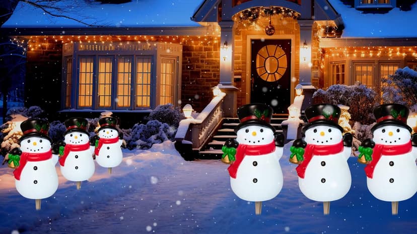 3-Pack Snowman Pathway Lights With Timer, LED Christmas Outdoor Decorations, Waterproof Figure Lights for Garden, Yard, Lawn, Street