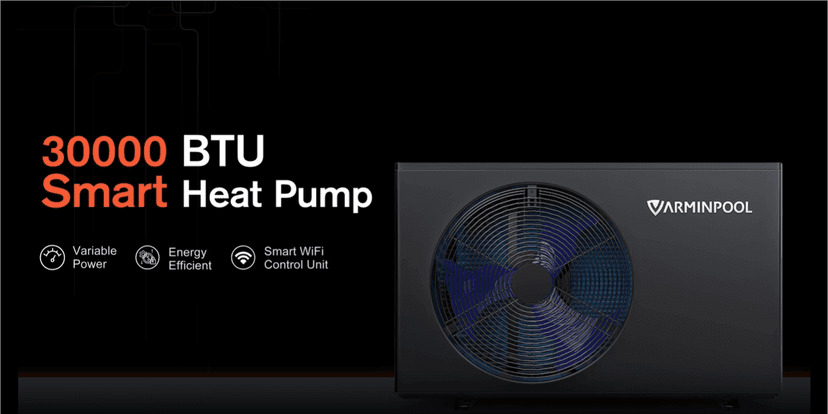 WiFi Control Smart Electric Pool Heater, 30000 BTU, Pool Heat Pump for Above Ground and Inground Pool up to 8000 Gallons, Smart Inverter with Titanium Heat Exchanger, 120V