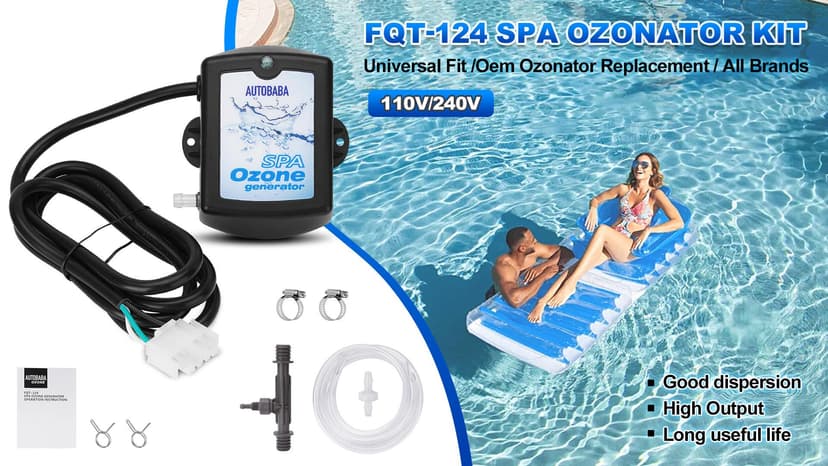 50-100mg/h Spa Ozone Generator Kit SPA-124, Provide High Output of Stable Ozone for Spas, Hot Tubs and Cold Plunge, Ozone Kit Generator for Home - Universal: 110V / 240V (AMP-4 Plug)