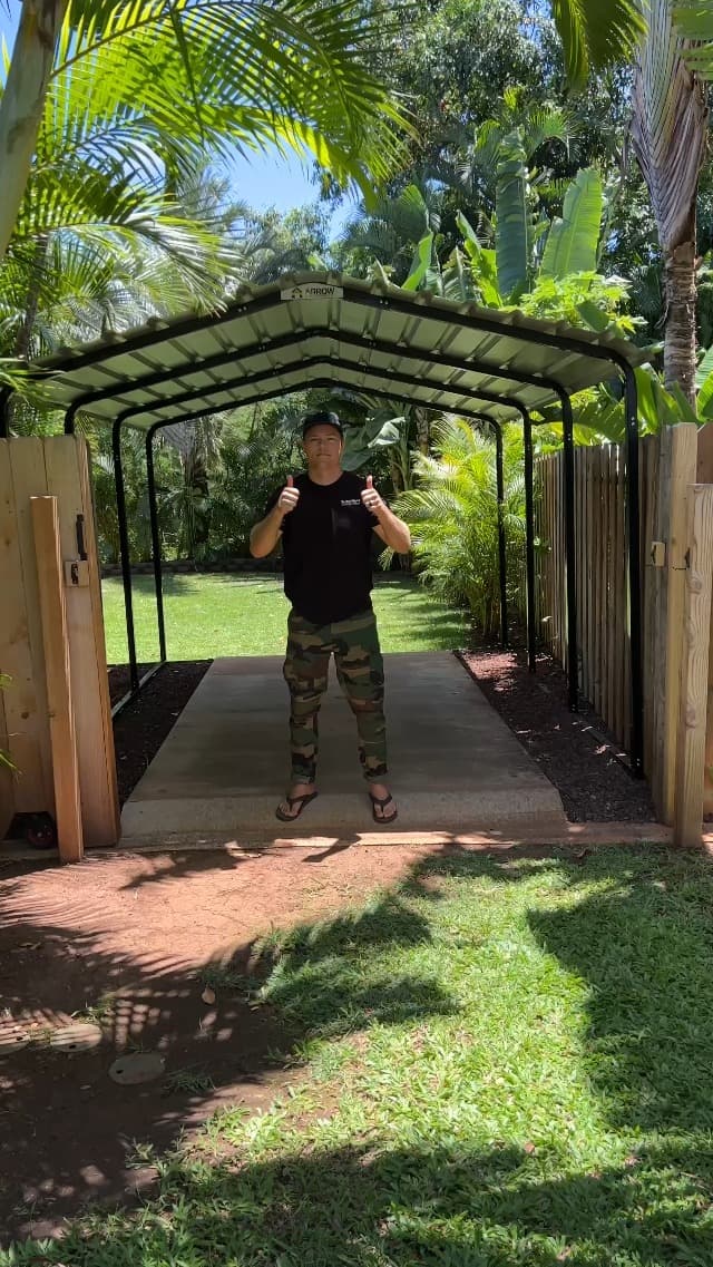 Arrow 10x15x9 3 Sided Carport Charcoal