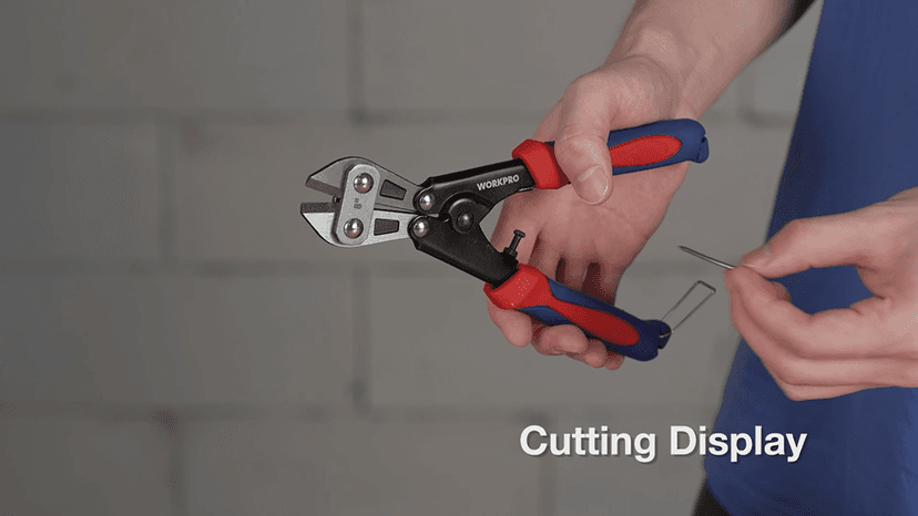 WORKPRO Mini Bolt Cutter 8-inch, Spring Loaded Small Heavy Duty Wire Cable Cutter, Snips Clippers with Soft Anti-Slip Handle