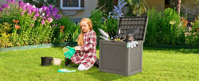 YITAHOME 30 Gallon Deck Box Outdoor Storage Box, Waterproof Resin Package Delivery and Storage Box with Lockable Lid for Patio Furniture Cushions, Pool Accessories, Garden Tools, Black