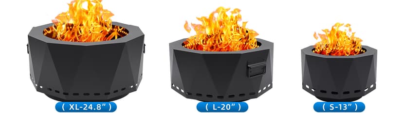 Smokeless Firepit Outdoor-25 Inch Large Smokeless Fire Pits for Outside with Handles, Portable Low Smoke Metal Wood Stove for Camping, Patio, Backyard, Garden, Picnic-XL