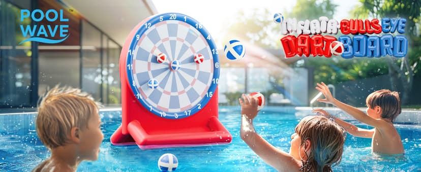 iPlay, iLearn Pool Wave Kids Fun Pool Toys, Inflatable Dart Board Water Games, Swimming Pool Floats, Beach Yard Outdoor Play, Cool Summer Party Gift for 6 7 8 9 10 12 Year Old Boy Girl Teen Adult-Red