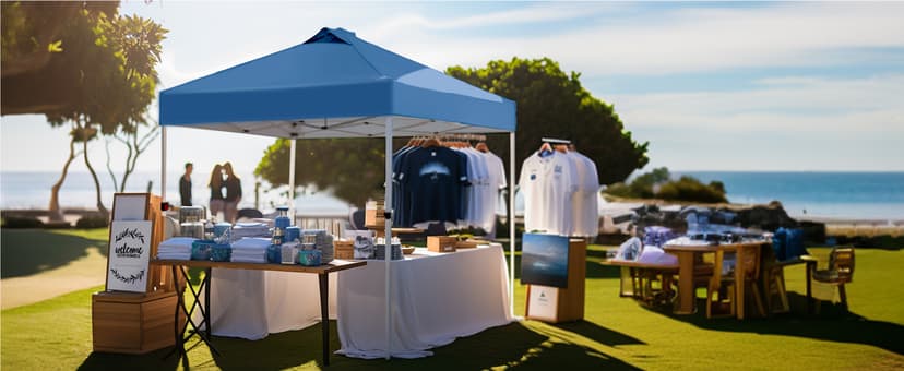 PHI VILLA Outdoor Pop up Canopy 10'x10' Tent Camping Sun Shelter-Series Party Tent, 100 Sq. Ft of Shade (Blue)