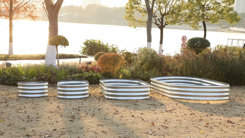 JERIA Raised Garden Bed,Galvanized Raised 2 PCS 2×2×1ft Planter Boxes Outdoor with Easy Assembly, Round Garden Bed for Vegetables, Fruits, Flowers
