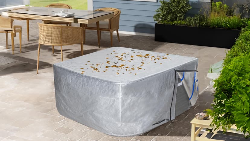 UCEDER Insulated Inflatable Hot Tub Spa Heater Pump Cover with Clear PVC Window, Energy-Saving and Eco-Friendly Insulation for Winter Freeze Protection