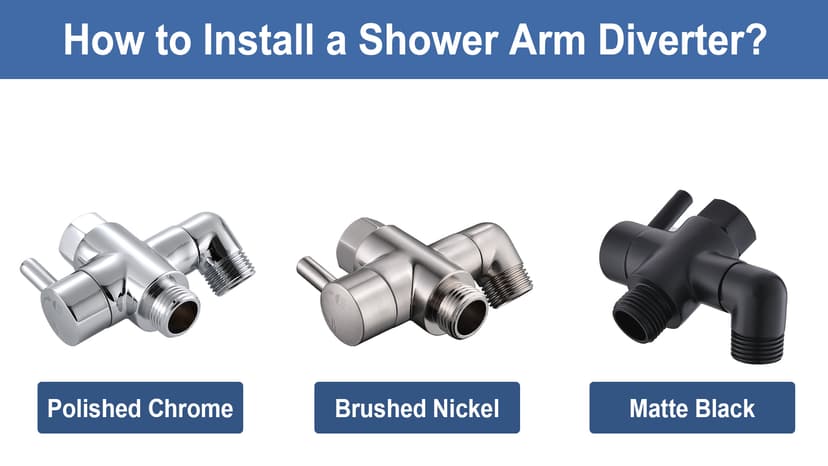 Shower Arm Diverter Valve Brass G1/2 3 Way Universal Bathroom Shower System Component Replacement for Handheld Shower Head and Fixed Spray Head, Brushed Nickel
