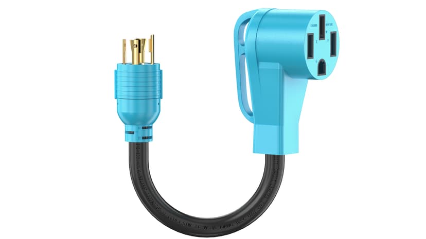 CircleCord 4 Prong 30 Amp to 50 Amp Generator to RV/EV Adapter Cord, NEMA L14-30P to 14-50R, Heavy Duty STW 10 AWG Suit for Tesla Model S/3/X/Y Charging or Generator to House and RV Trailer Camper
