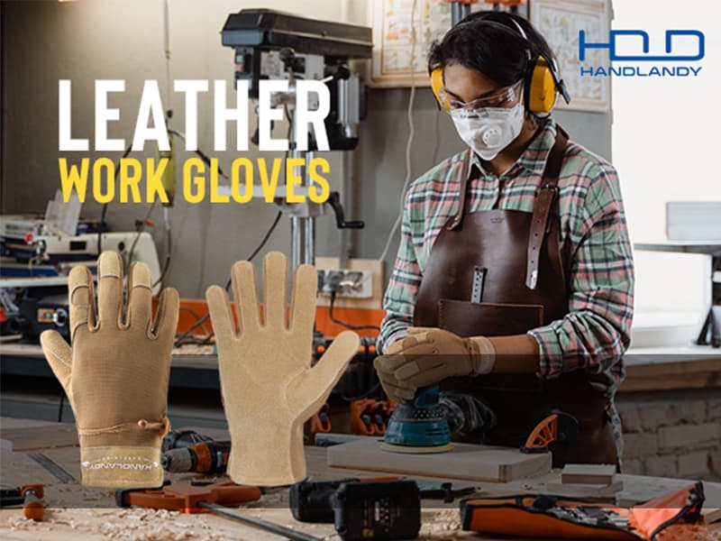 HLDD HANDLANDY Work Gloves for Women and Ladies, Leather Gardening Gloves Flexible Mechanic Working Gloves